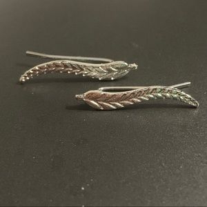 Feather Earring Studs in Silver!!